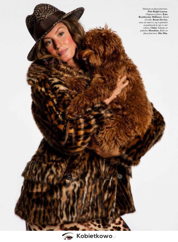 Gisele Bundchen w sztucznych futrach pozuje z małym kangurem na okładce Vogue!