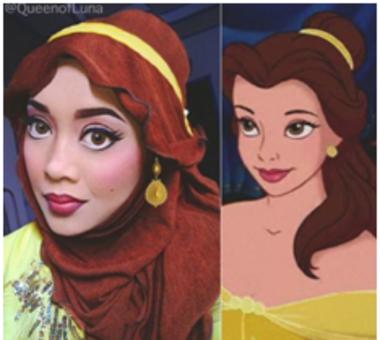 NIESAMOWITE! Kobieta tylko za pomocą makijażu i hidżabów zamienia się w bohaterki Disney’a. Efekt zwala z nóg